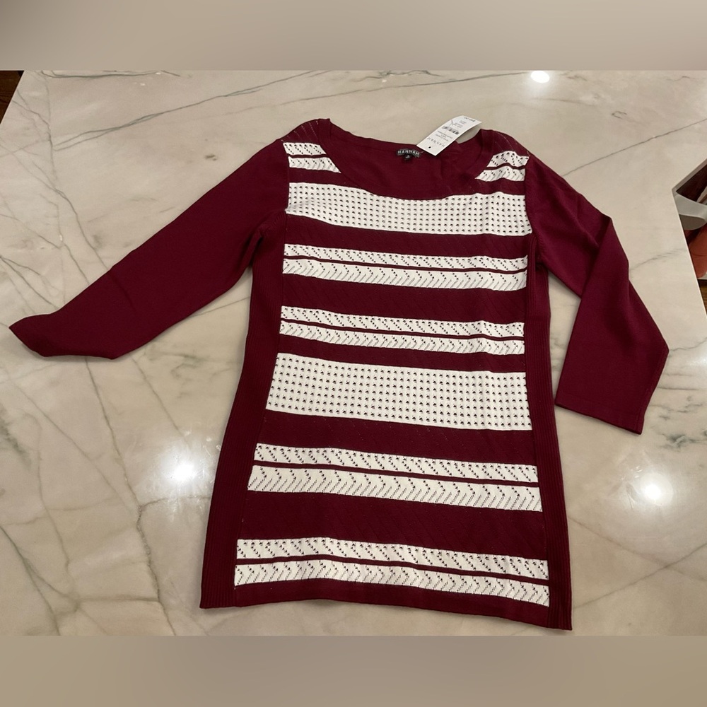 Hannah stripe knit sweater top Sz S NWT